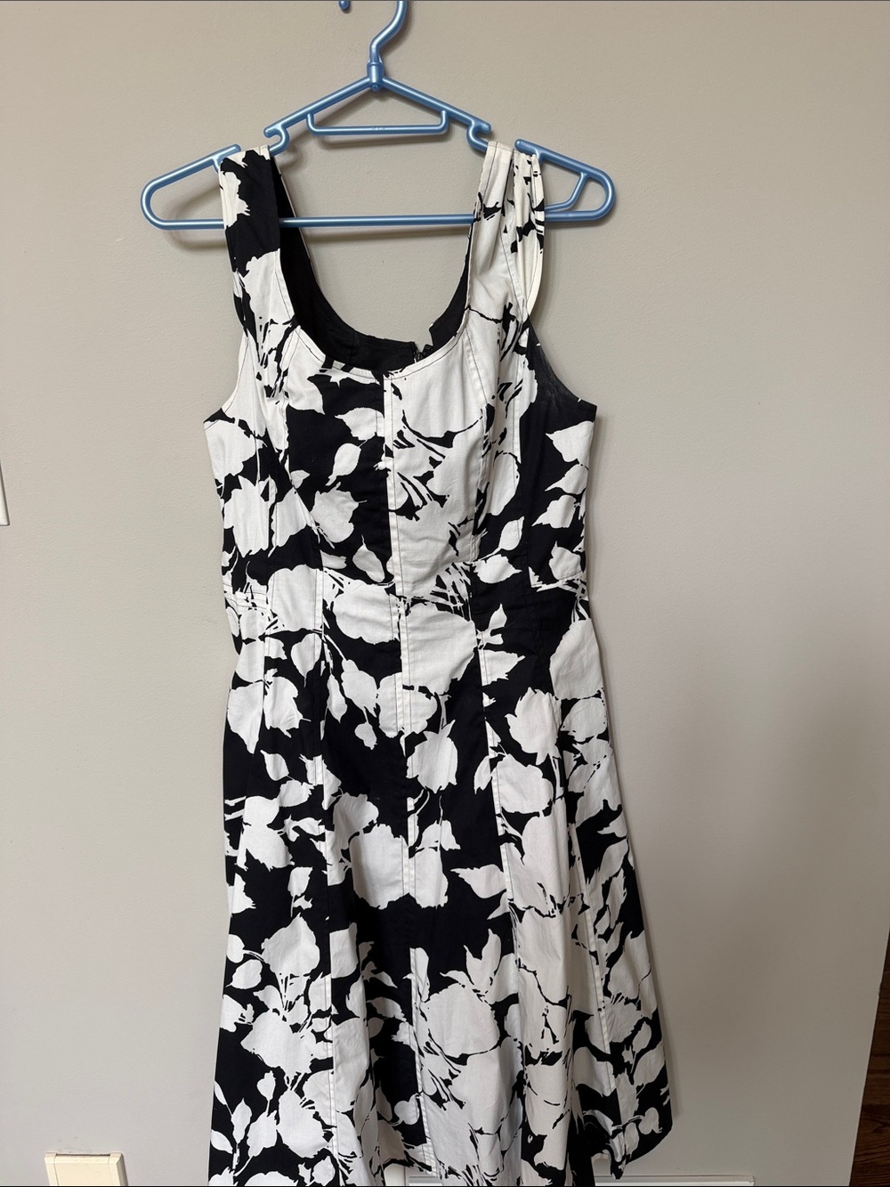 Talbots Black & White Floral Fit-and-Flare Dress